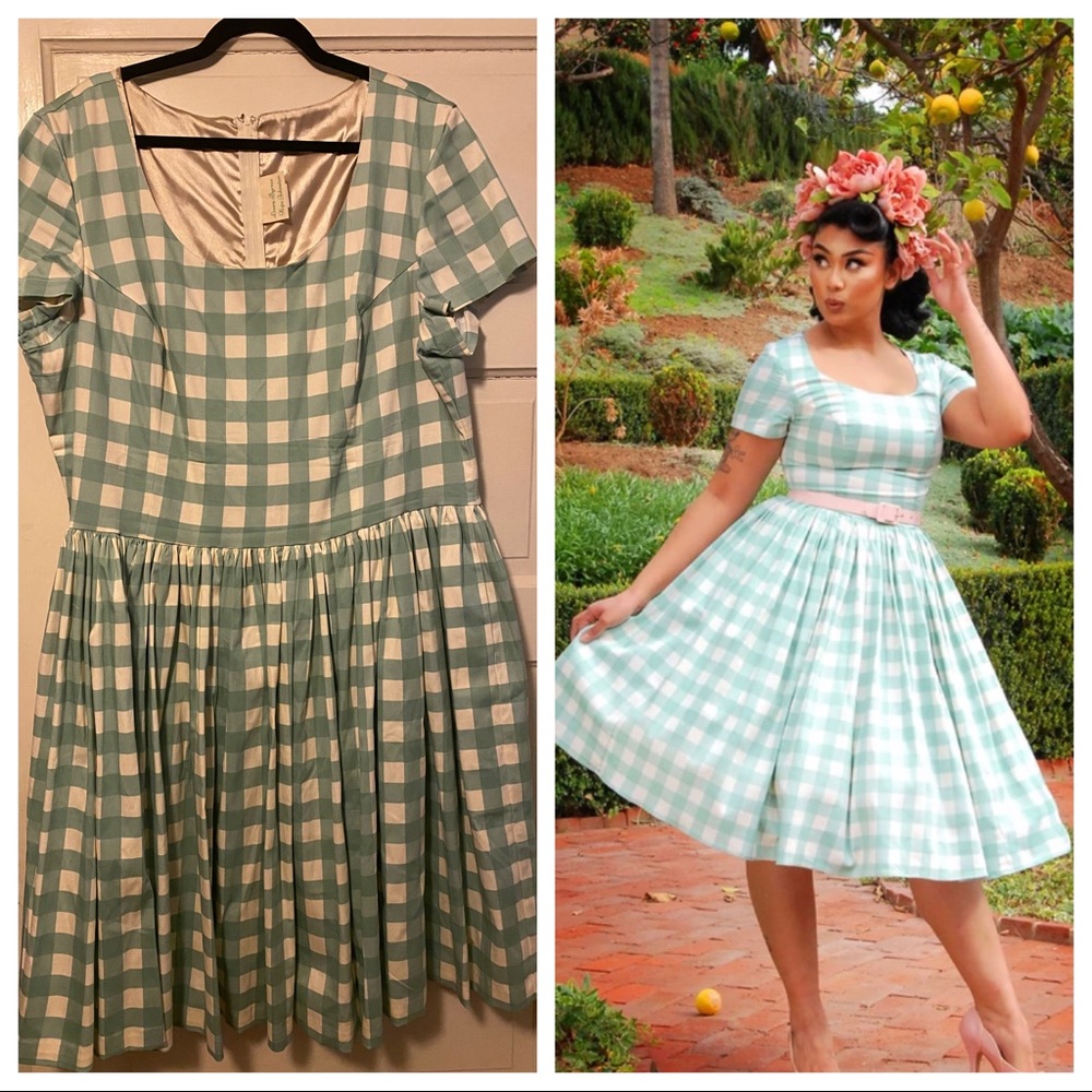 NWOT Gena sage gingham dress 3x